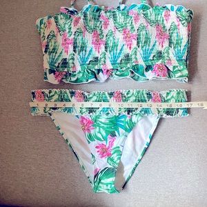 Amazon Floral Green smocked Bikini - size XL (runs small!) - $30 on Amazon now!